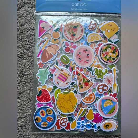 Set of 4 packages of puffy stickers - foods, words, animals, flowers and more - Picture 6 of 7
